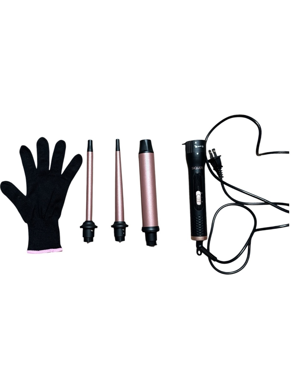 SIQUER 3 in 1 Interchangeable Curling Iron Wand Set Rose Gold